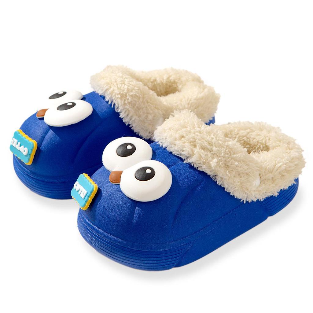 Children's Winter Cotton Slippers: Warm, Cute Cartoon Sheep Design, Big Eyes, Detachable, Non-Slip, Parent-Child Set.