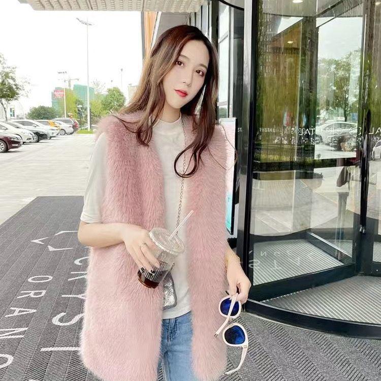 

Новый осенне-зимний жилет из искусственного меха средней длины, вязаный жилет из искусственного енота, модный и тонкий жилет 2XL