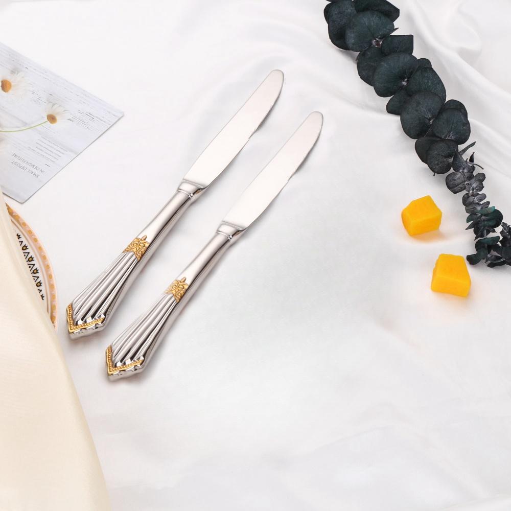 

Набор роскошных столовых ножей с золотым покрытием 10,1 дюйма с полыми ручками, можно мыть в посудомоечной машине, из нержавеющей стали, серебристого цвета, 2/3/4/5/6 штук