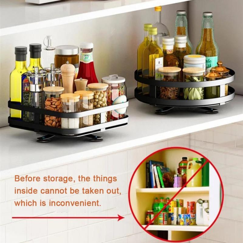 360 Degree Rotating Kitchen Spice Rack Storage Organizer Oil Salt Sauce Vinegar Bottle Holder