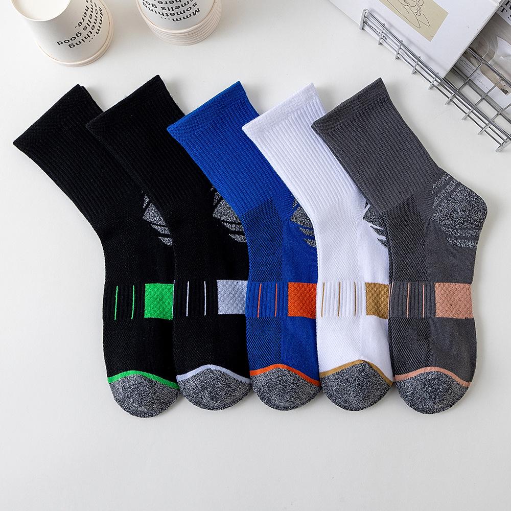 Men's Performance Sports Socks: Running, Non-slip, Sweat-wicking, Mid-calf, Breathable Cotton, Basketball.