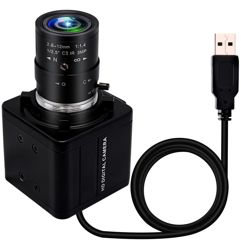 ELP 1080P USB Camera with 4X Optical Zoom 2MP USB Manual Zoom In and Plug and Play for Windows and Low-Light 2.8-12mm Lens, H.264 Webcam, Close-Up