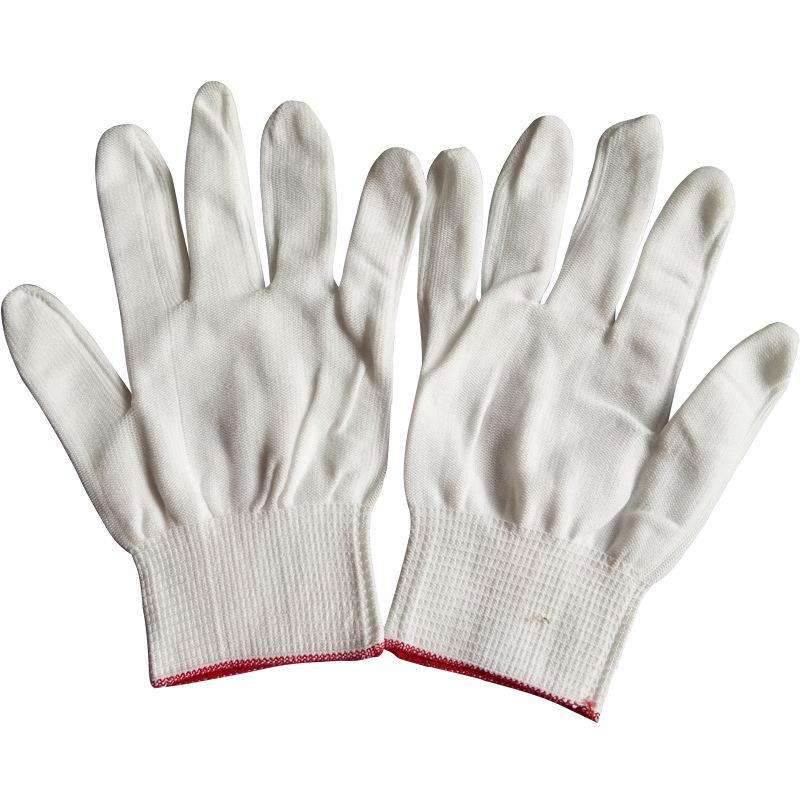 Elastic Thirteen-Needle Nylon Gloves: Non-Slip, Wear-Resistant, Thin, Black/White/Gray, Small/Medium, for Men's and Women's Work Safety