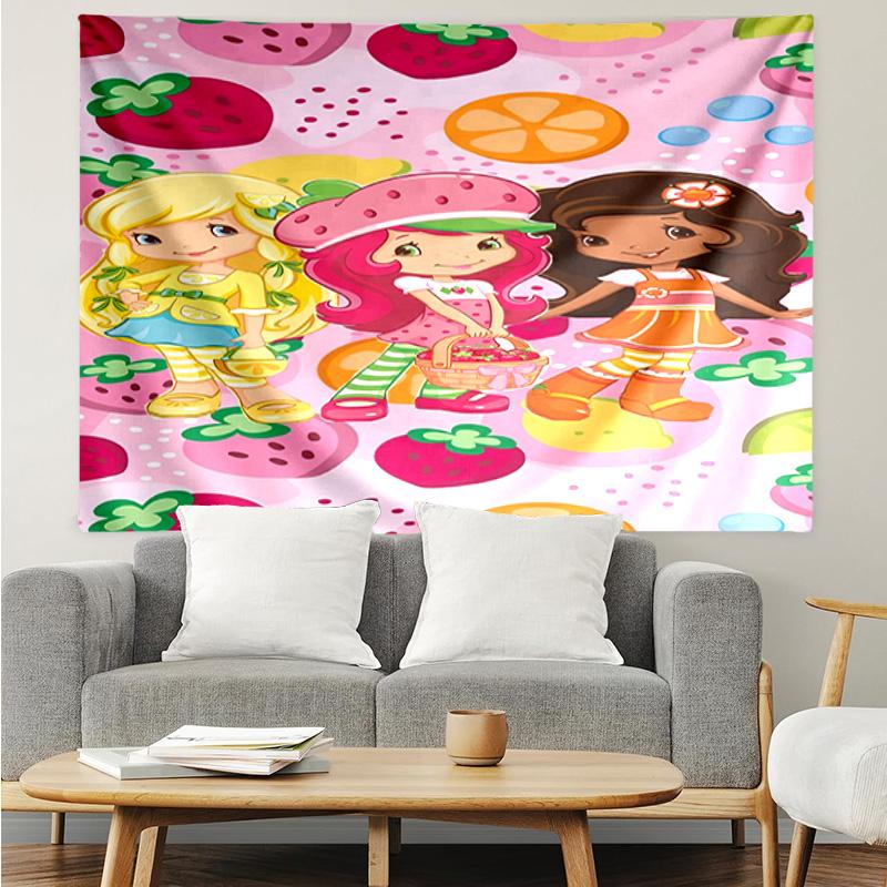 Straw-berry Sweet Moment Quick-Dry Tapestry Hanging for Bedroom,Livingroom, Playroom,Decor Art Room Wall Tapestry Holiday and Birthday Gifts