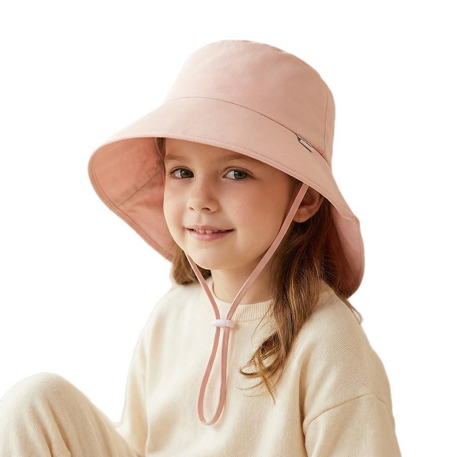 Children's Sun Protection Hat - Boys' Wide-Brimmed Sunshade Fishing Hat - Girls' Summer Uv Protection Neck Scarf Cap - Sun Hat