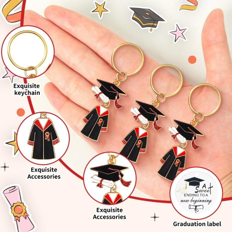 20pcs Zinc Alloy Keychains Graduate Key Rings with Bag Graduation Souvenirs For Educators Students Nurses Boys Girls