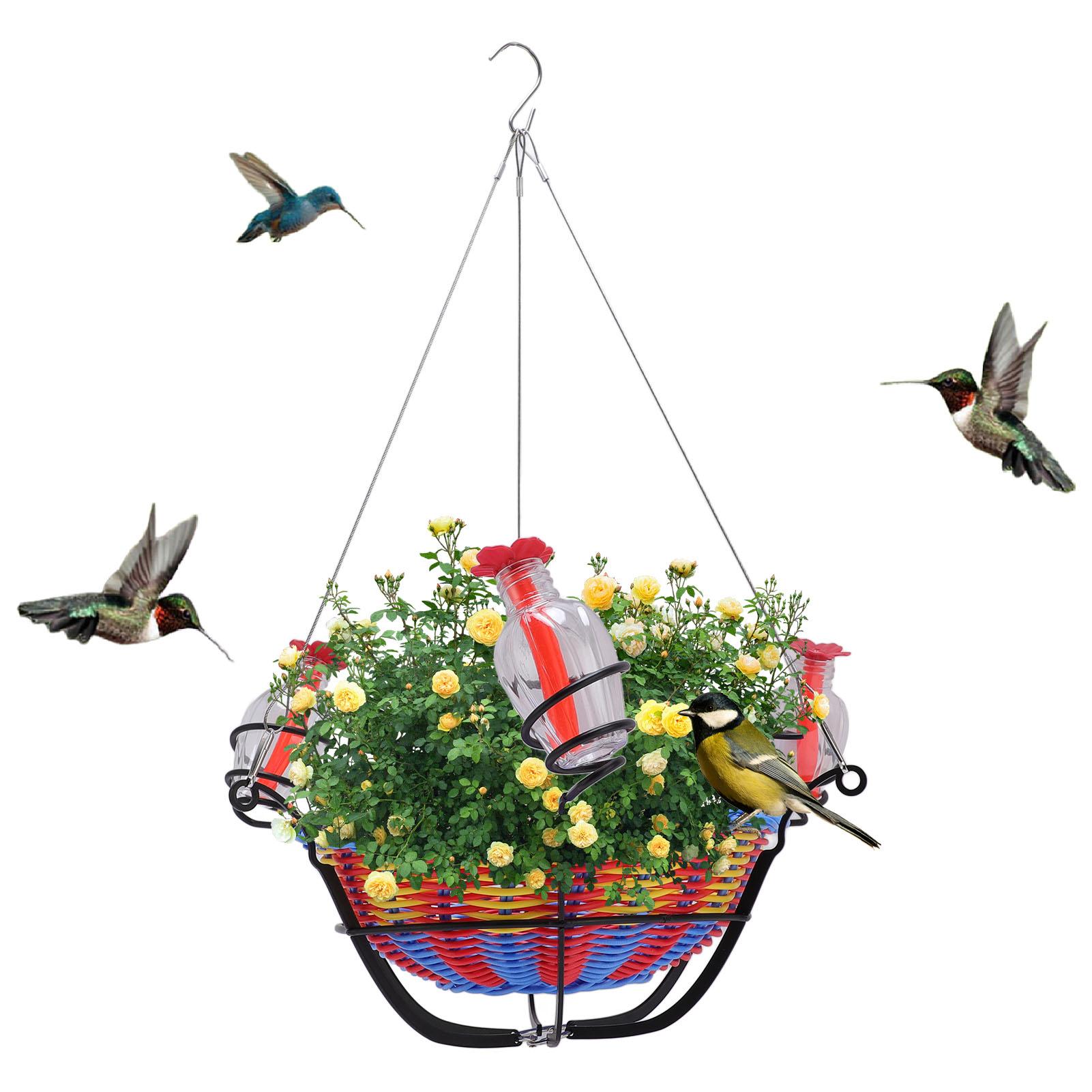Hanging bird feeder, outdoor hanging rattan basket, water feeding station, bird feeder, wild bird feeder, home accessories for balcony