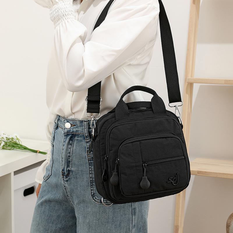 Mini Zaino in Nylon da Donna, Borsa a Tracolla Leggera con Tasche Multiple