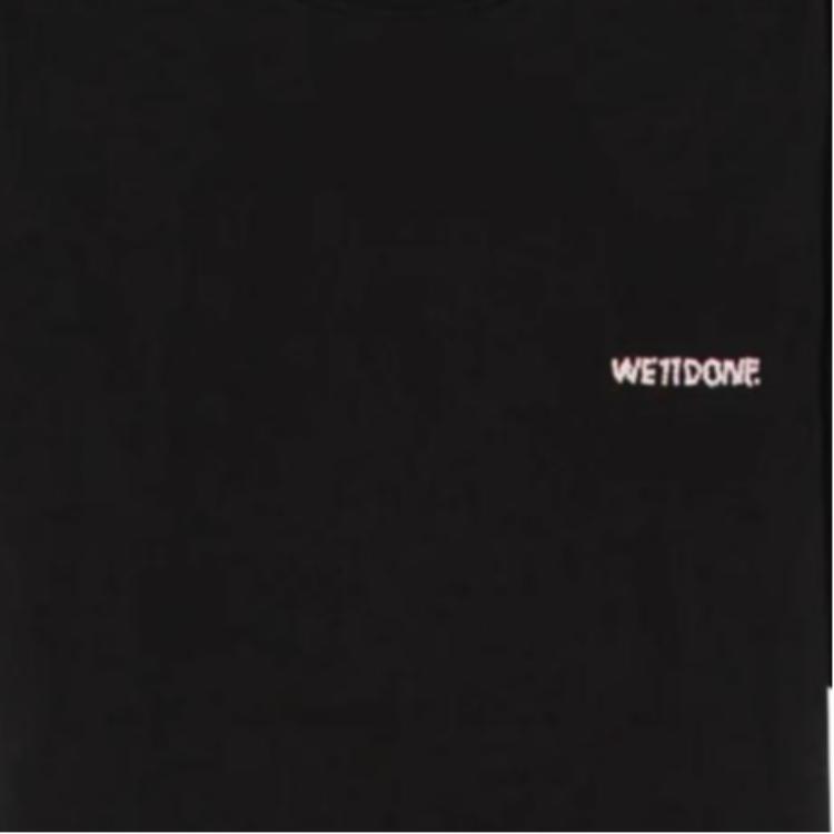 WE11DONE FW24 Beaded Embroidery Solid Color Short Sleeve T-Shirt Unisex Tops Black WD-TT3-24-734-U-BK