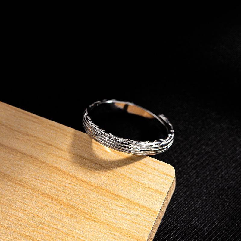 Banyan Tree S925 Silver Textured Open Couple Rings - Ideal Birthday Gift for Girlfriend