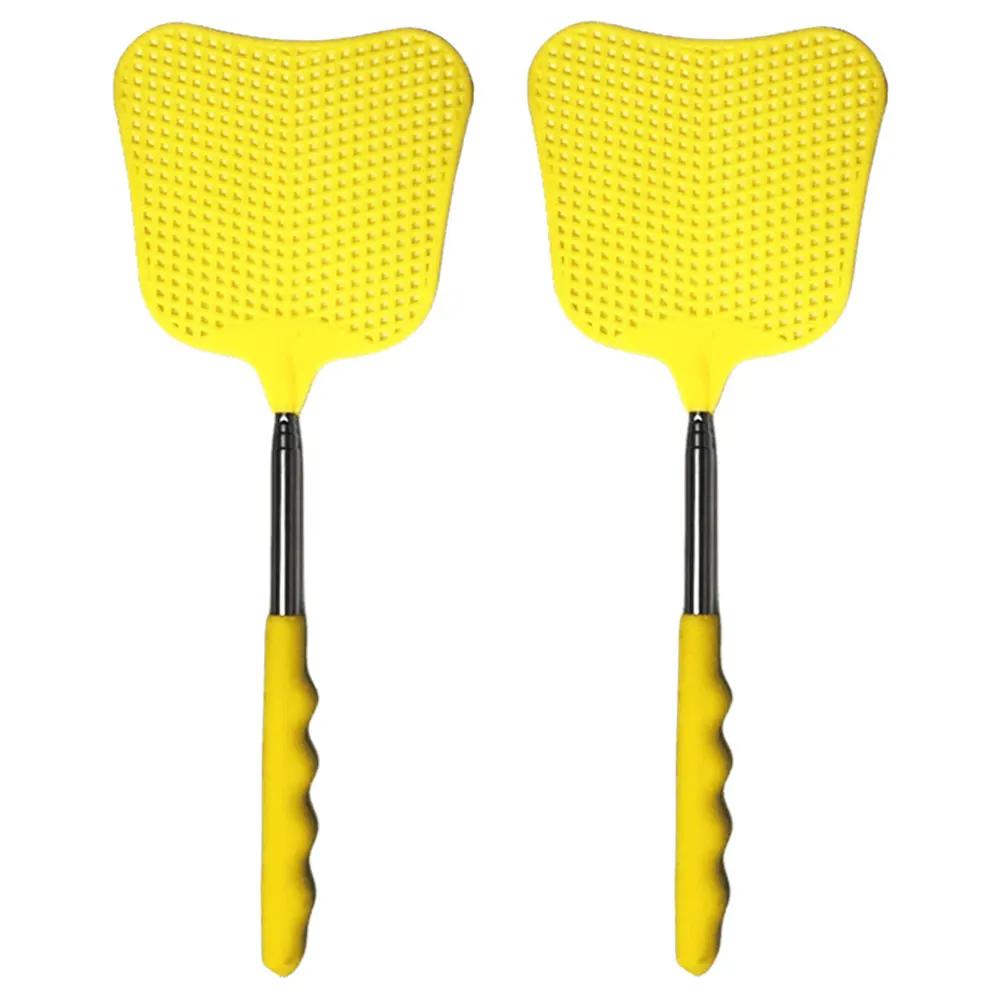 

2 шт. телескопические мухобойки с нескользящей ручкой, ловушка-хлопушка для комаров, стержень из нержавеющей стали, ручные инструменты для уничтожения насекомых жёлтый