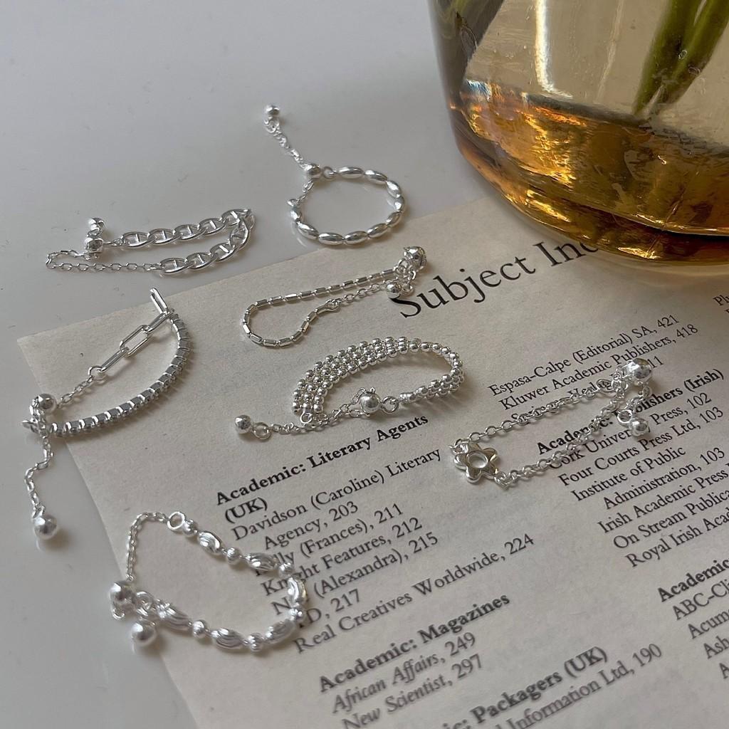 Style Eyecatching Korean Adjustable Silver Rings With Floral Patterns For Modern Women