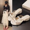 Beautiful Fish Mouth Cool Slippers Women's Summer Wear 2025 New Fashion Fairy Style with Skirt Thick Heel High Heels Women