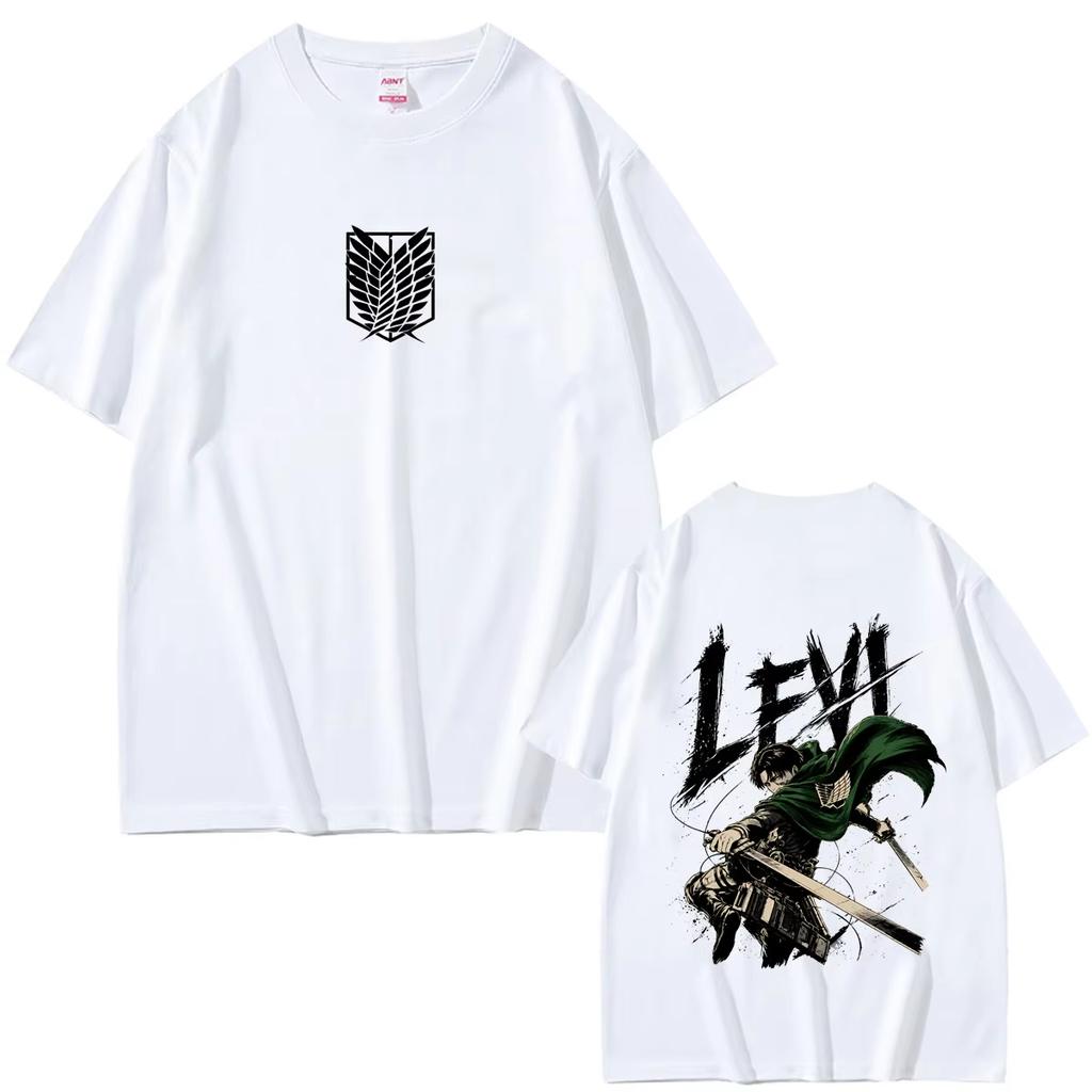 Unisex Attack On Titan Levi Ackerman Anime Manga Vintage Streetwear Loose Graphic Short Sleeve T-shirt