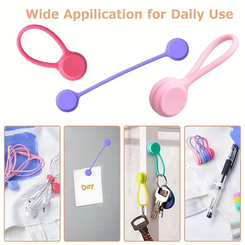 3/10pcs Reusable Magnetic Cable Ties Cable Management OrganizerSilicone USB Data Cord Winder Earphone Wire Protector Ties Stand