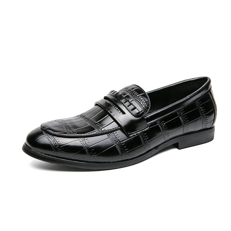 Men’s Penny Loafer Black Leahter Dress Formal Business Shoes Tuxedo Wedding Shoes Over Sized