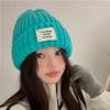 Letter Cloth Label Knitted Hat for Women Autumn and Winter Korean Style Fashion Student Wool Hat Cold Hat Male Couple