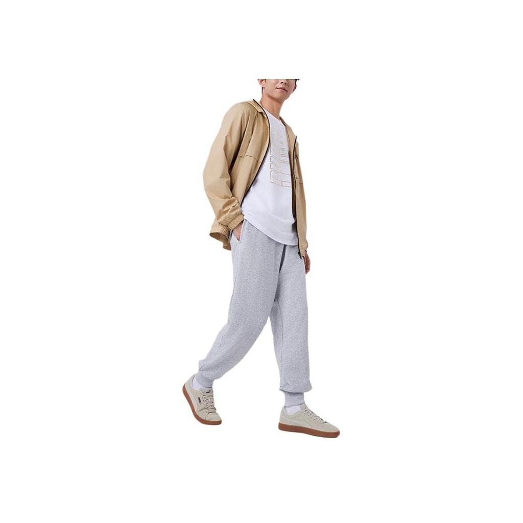 Puma Relaxed Solid Color Breathable Fashion Versatile Knitted Sports Pants Men Bottoms Gray 683481-04