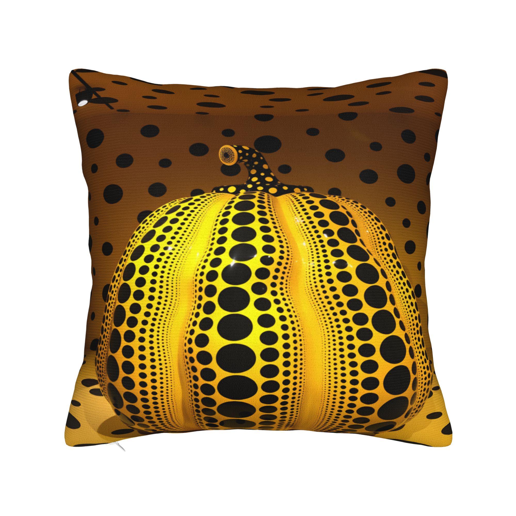 Yayoi Kusama Abstraktes Gesichtskissenbezug Japanische Künstlerin Weicher Kissenbezug Neuartiger Kissenbezug Für Sofa Couch Bett Wohnzimmer Short plush 18*18(CM)-1Pcs black