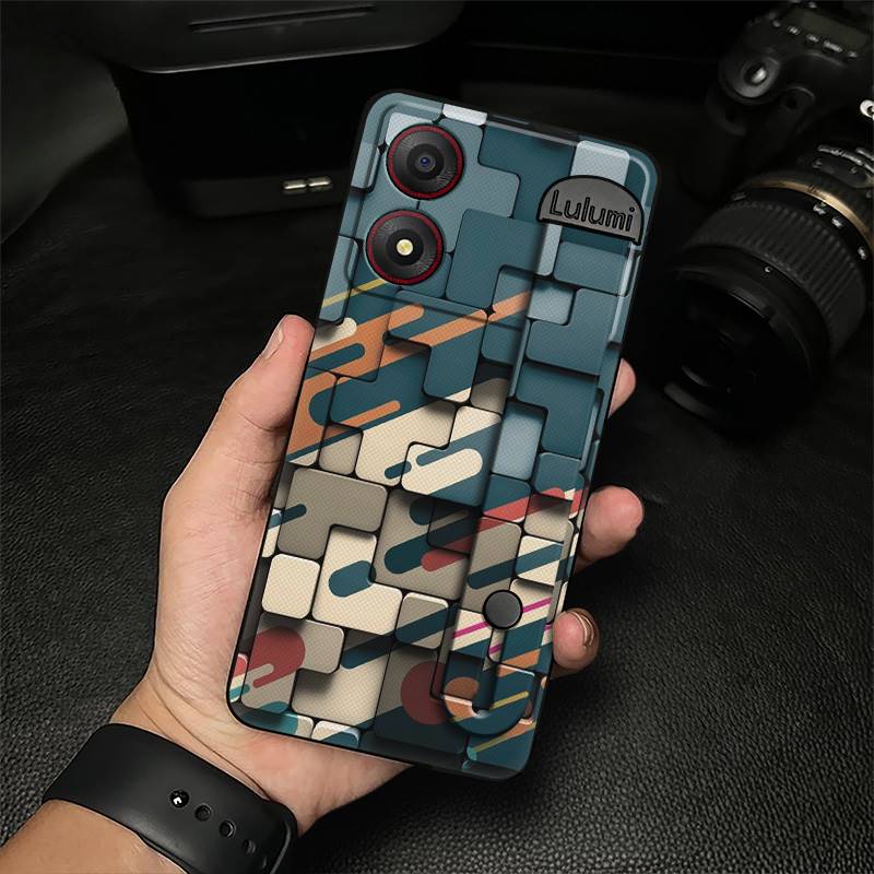 

Plain color Back Cover Phone Case For ZTE Blade A34 Geometry Shockproof Protective Waterproof Dirt-resistant Kickstand ZTE Blade A34