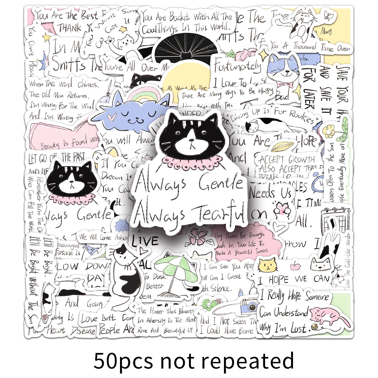 50 Original Healing Cartoon Stickers: Fresh Hand-Painted Journal Decorations.