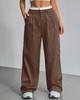 Women's High Waist Striped Trousers Straight Leg Casual Pants