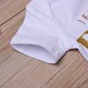 Girls Bronzing Letter Short-sleeved Top + Floral Pants + Foot Cover + Headgear Set (4-piece Set)