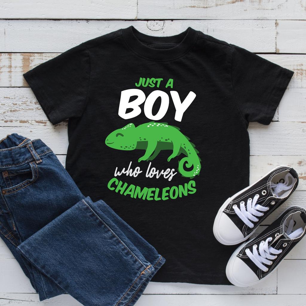 Boy Who Loves Chameleons Kids Tee, Toddler Shirt, Kids T-shirt - Chameleon Lover Design