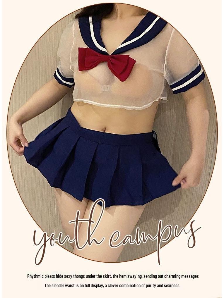 Plus Size 200 Jin MMqqny Japanese Sexy Student Sailor Uniform Set