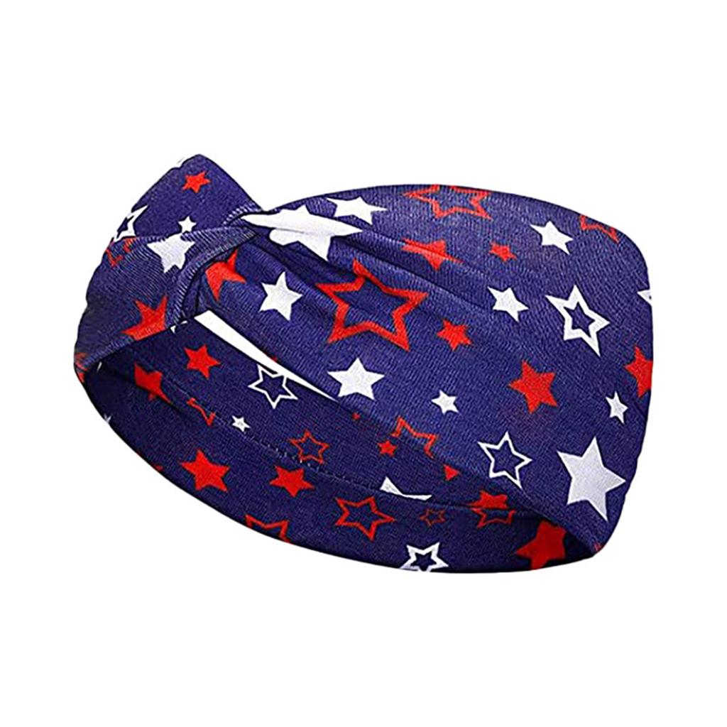Retro Star Stripe Twisted Sweat Absorbing Yoga Running Headband for Sports and Party Decoration Unisex Stretchy Hair Band