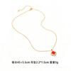 Vintage Red Four Leaf Clover Earring Necklace Set Women Gold Plated Copper With 5A Zirconia Lightweight Elegant Jewelry