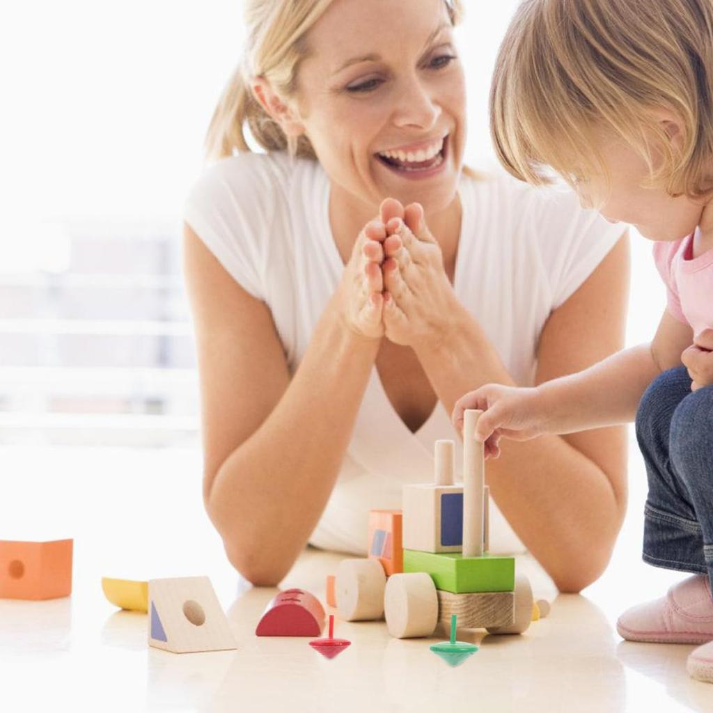 Generic 25-Piece Wooden Spinning Top Set, Fun, Hand-Cranked Peg-Top Toys for Kids, Small Top Accessories, Decompression Toys, Random Colors