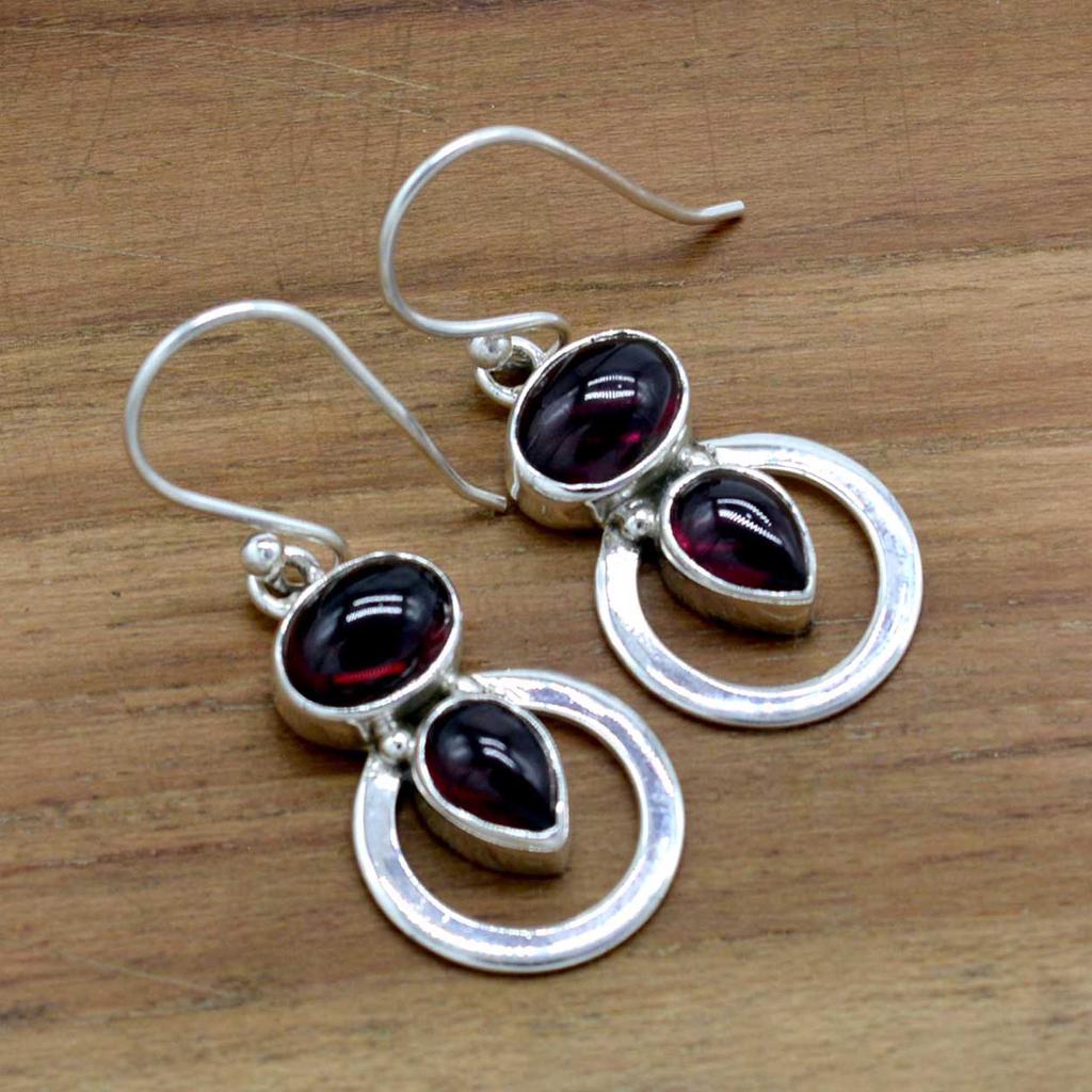 Ruby 925 Sterling Silver Earrings, Pear & Oval Gemstone Handmade  Multi Stone Earrings, Gift For her