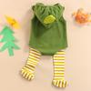 Dětská ležérní dvoudílná sada oblečení, zelený overal bez rukávů ve tvaru avokáda a punčochy