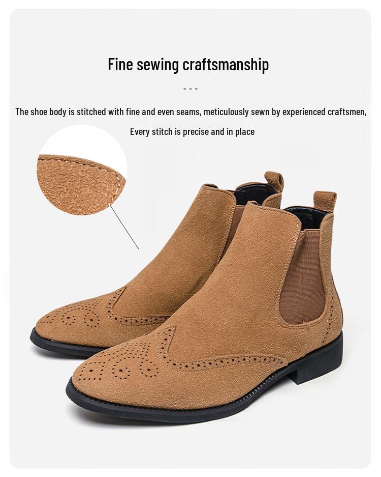 Autumn/Winter 2025 Men’s High-Top Frosted Leather Martin Chelsea Boots - Plus Size Available