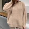Maglione da donna Maglioni lavorati a maglia Pullover invernali larghi solidi Maglione Top Maglieria morbida casual