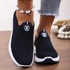 Women's Solid Color Platform Sneakers, Breathable Knit Slip On Outdoor Shoes, Comfortable Low Top Sport Shoes