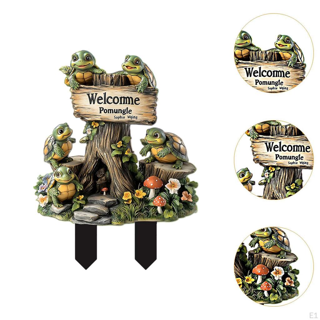 Skilpadde Hagepinne Dekorativ Plakett 2D Kunst Vanntett Søt Plendekorasjon Hagepynt for