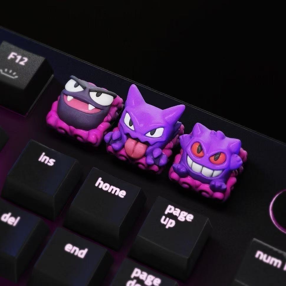 Pokemono figūrėlė Gastly Haunter Haunter Klavišo dangtelis Kryžius Mechaninė klaviatūra ESC Pagrindo klavišo dangtelis Žaislai Dovana