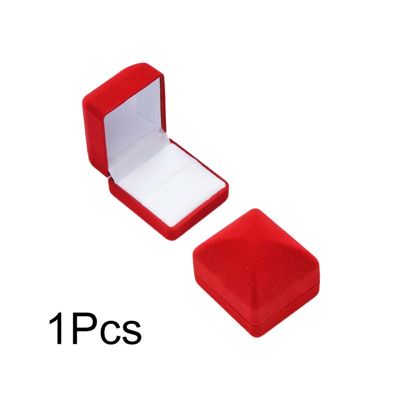 1Pc Jewelry Case Solid Color Wedding Fashion Velvet Storage Organizer Showcase Ring Box Engagement Gift