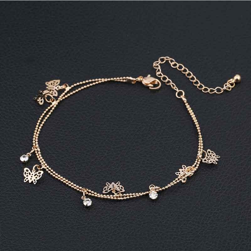 Elegant Womens Gold Plated Butterfly Charm Anklet Bracelet For Beach Outings