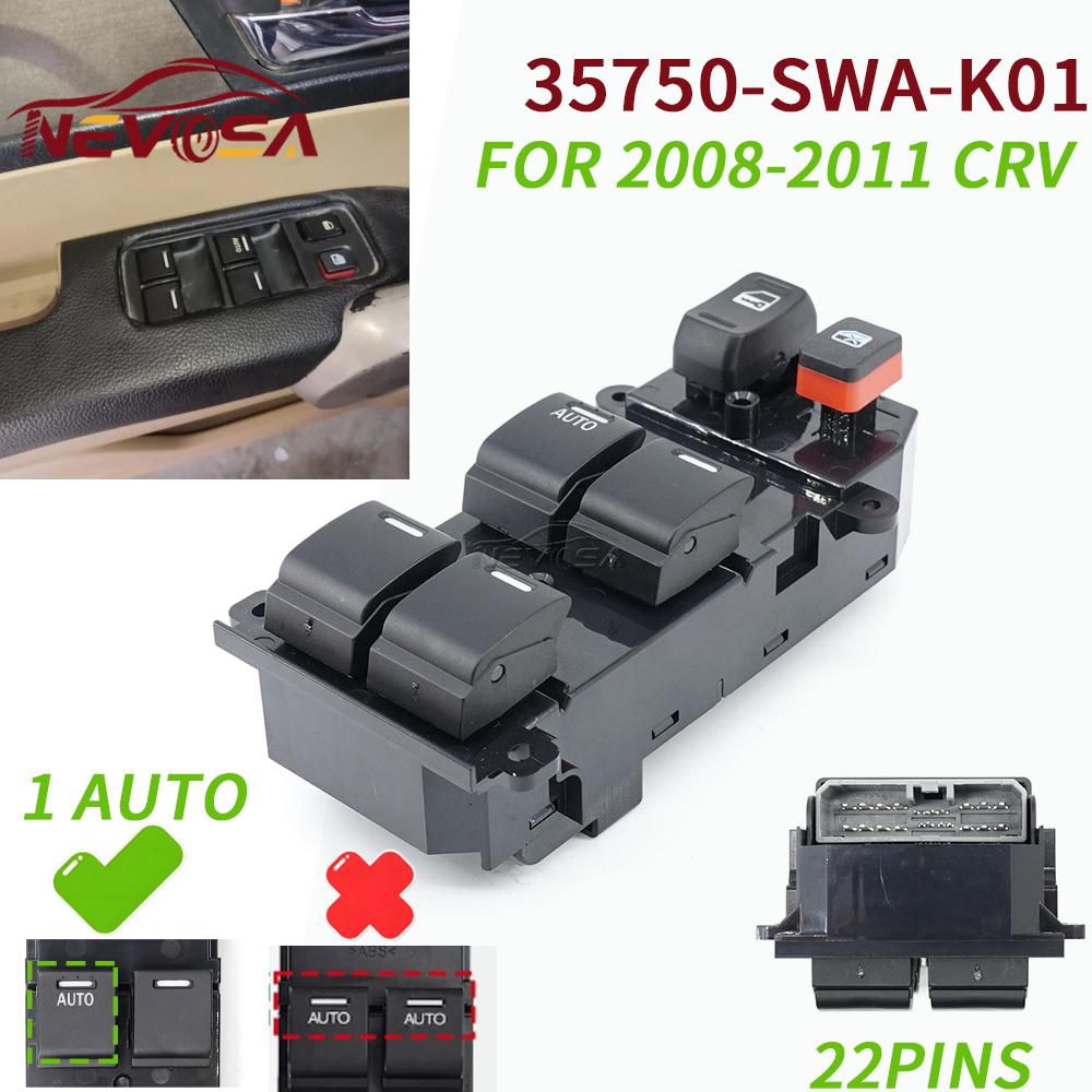 

LHD 1 Auto For Honda CRV CR-V Civic 2002 2003 2004 2016 2017 Master Power Window Control Switch 35760-S9A-G042A 35750-SWA-K01 For 2008-2011 CRV
