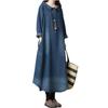 Denim Long Loose Long Slimming All with Office Winter [JINJUDUO] Women's Dress, Sleeve, 100% Cotton, Fit, Length, Figure-Flattering, Effect, Seasons,