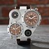 Leather Strap Dual Time Zone Watch PU Leather Strap Men's Watch Luxury Quartz Watch  Luxury Style