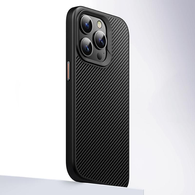 For iPhone 15 Pro Case Carbon Fiber Texture PC+TPU Magnetic Phone Cover