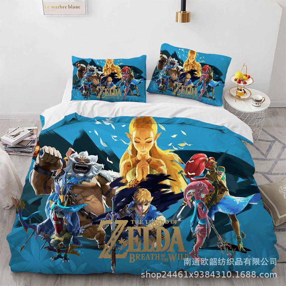 

3D Three-Piece Set The Legend Of Zelda Quilt Cover Pillowcase, Digital Printing EU Twin 135x200cm