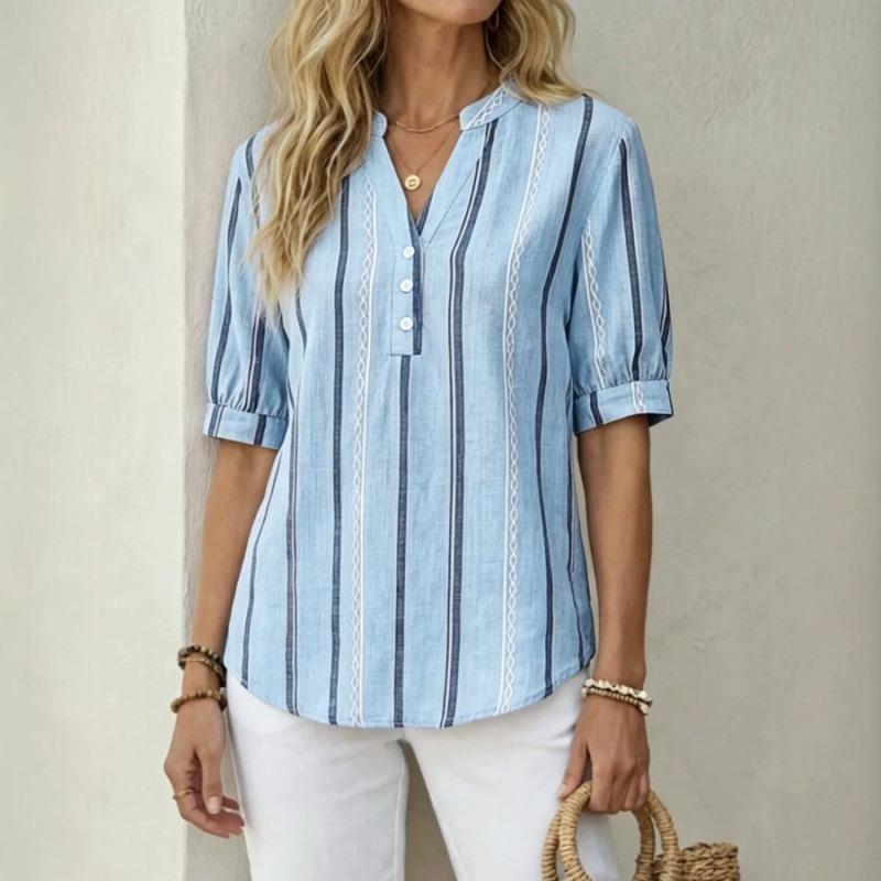 BITCED Women's Fashion Casual Short Sleeve V-Neck  Blouses & Shirts