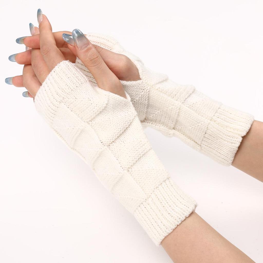 Neue Herbst und Winter Damen gestrickte warme Handschuhe Halbfingerärmel kurze Armärmel