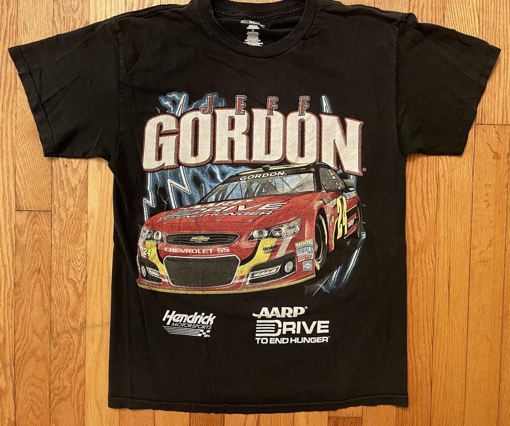 Y2K 2000s NASCAR Jeff Gordon 24 Lightning Double-Sided T-Shirt Size M