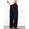 Light blue linen pants men's loose straight summer thin breathable trend versatile youth black casual trousers